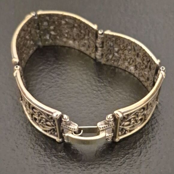 Vintage Brighton Heart Wide Link Bracelet Filigree Earrings Heart Trinket Box - Picture 9 of 13